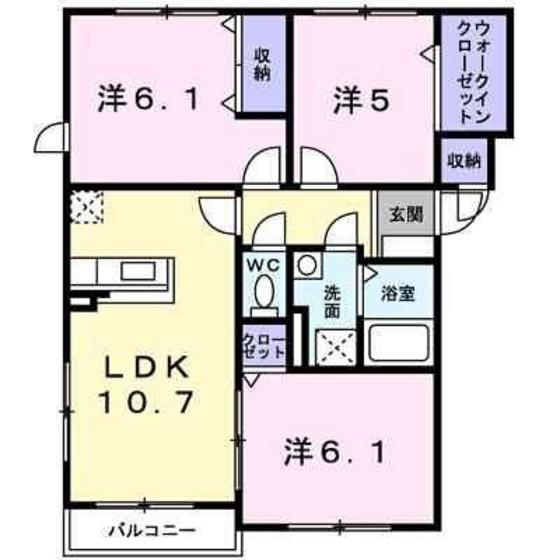 ジェルメ海岸町(3LDK/3階)の間取り写真