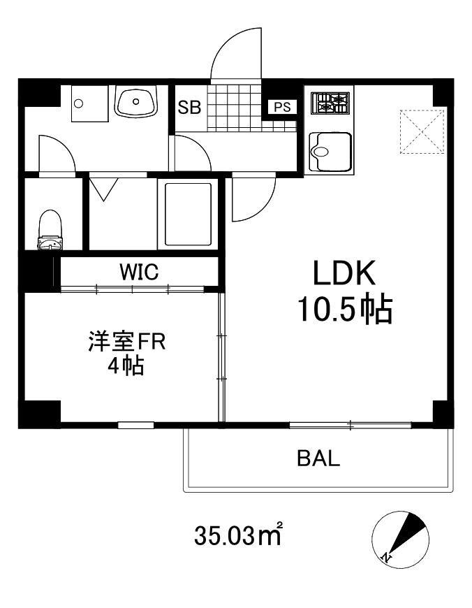 アリビラ六甲(1LDK/3階)の間取り写真