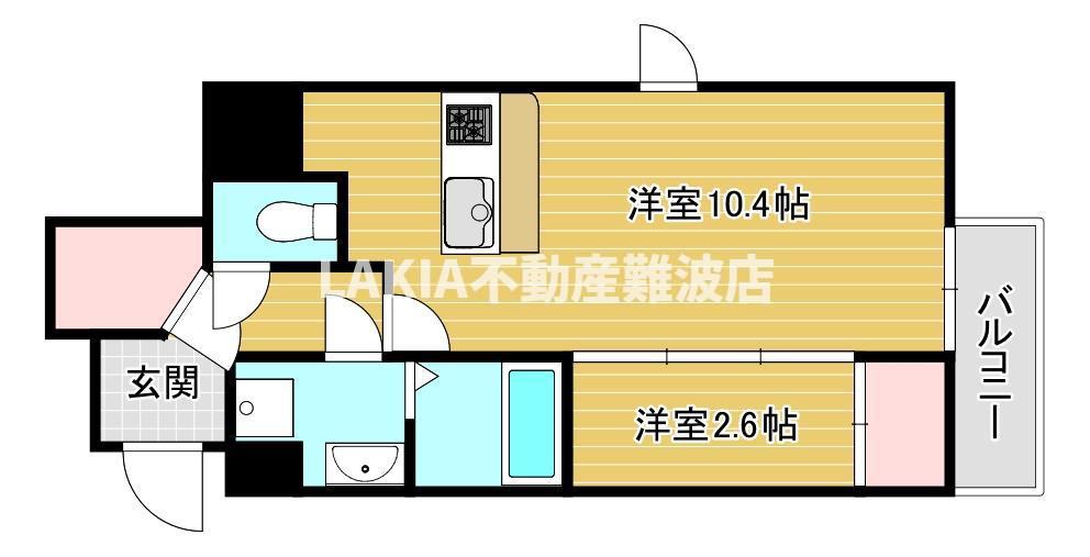 AFFLUENCE難波(1LDK/6階)の間取り写真