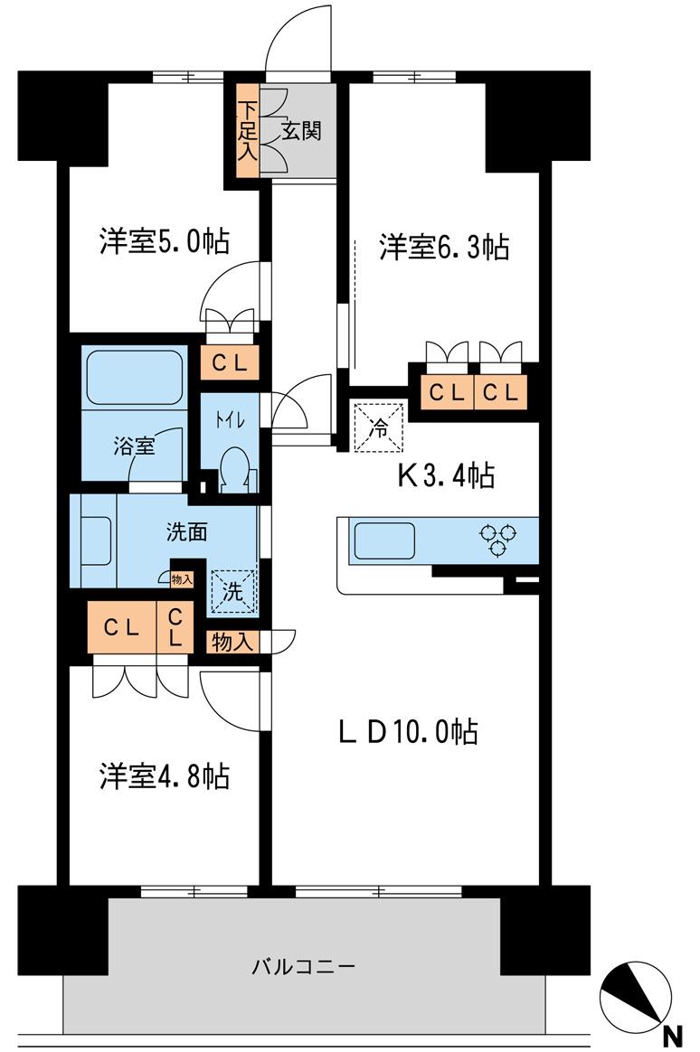 ブレス宮崎台(3LDK/1階)の間取り写真
