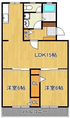 グリーンマンション(2LDK/2階)の間取り写真