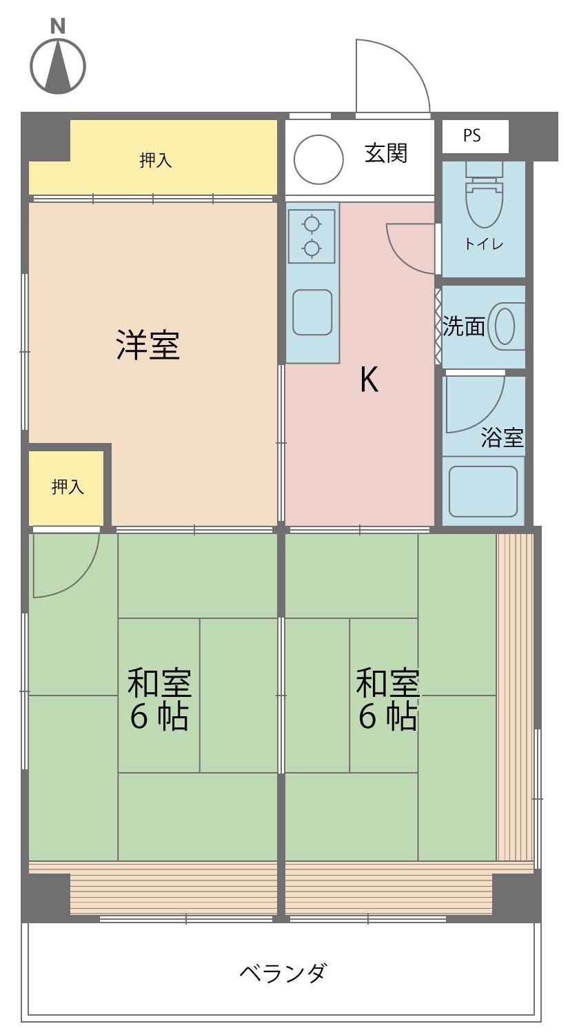 高木ハイツ(3K/4階)の間取り写真