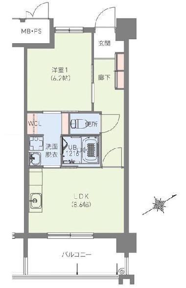 クラシオン小笹山手1番館(1LDK/7階)の間取り写真