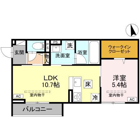 エルミネット(1LDK/1階)の間取り写真