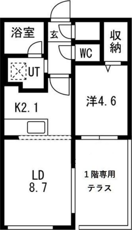 セントフィールドノース4(1LDK/1階)の間取り写真