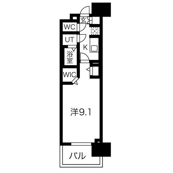 パルティール高畑(1K/3階)の間取り写真