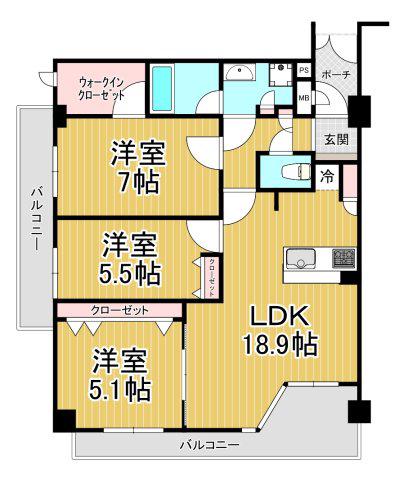 イトーピア夙川結善町(3LDK/2階)の間取り写真