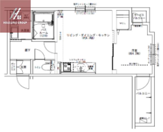 LOUIS APARTMENT 長瀬ノール(1LDK/1階)の間取り写真