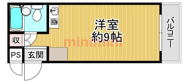 シャルム茨木(ワンルーム/3階)の間取り写真