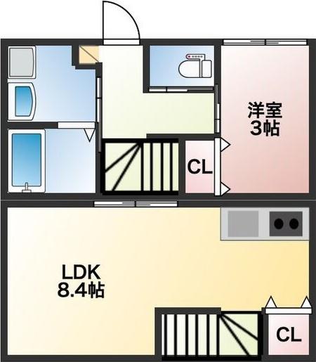 イニシアティブ原ノ町(1LDK/1階)の間取り写真