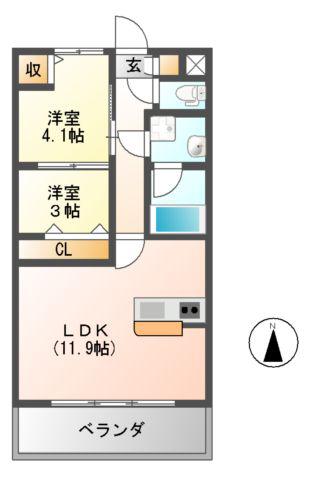 セレーナ(2LDK/5階)の間取り写真