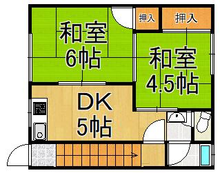 松原文化(2DK/2階)の間取り写真