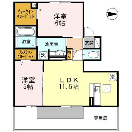 グランデュオ I番館(2LDK/1階)の間取り写真