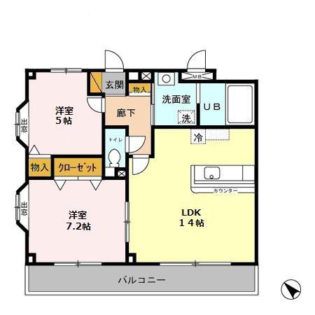 メゾン・ヴィクトワール(2LDK/3階)の間取り写真