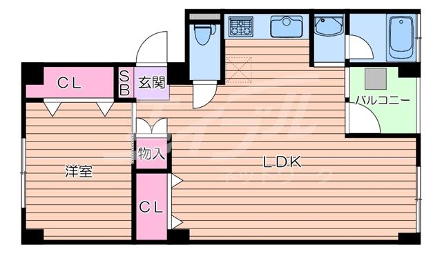 MEETME天神橋(1LDK/3階)の間取り写真