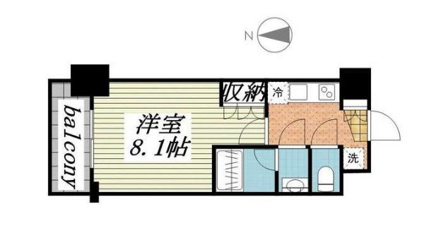 プレスタイル菊川(1K/12階)の間取り写真