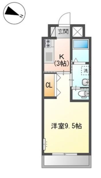 ベルモンターニュ(1K/3階)の間取り写真