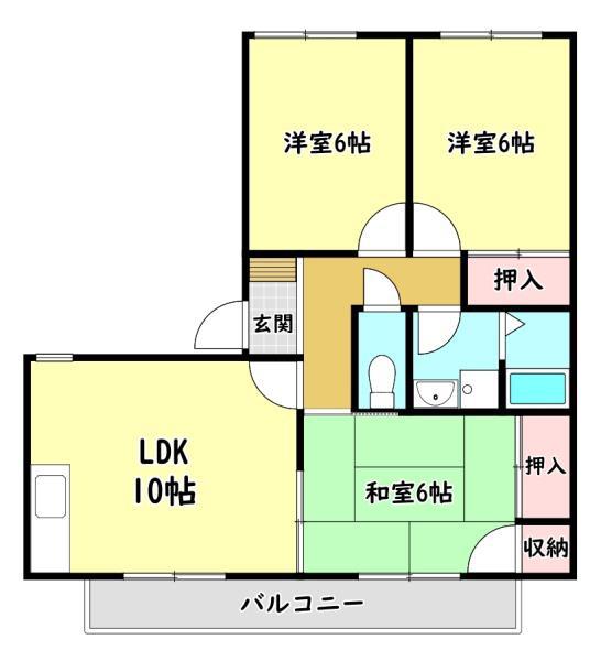 メゾン新家A棟(3LDK/1階)の間取り写真