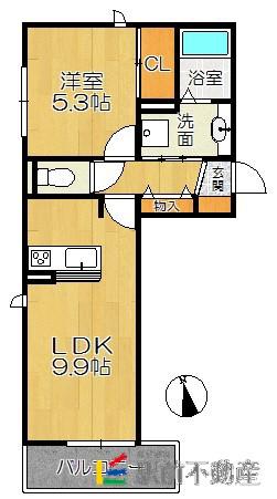 D-ROOM南庄 弐番館(1LDK/3階)の間取り写真