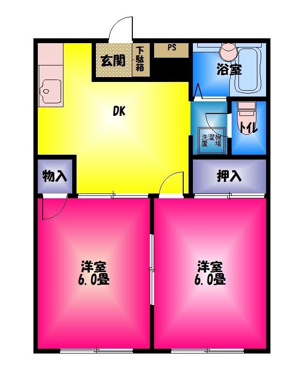 コーポラス杉山II(2DK/1階)の間取り写真