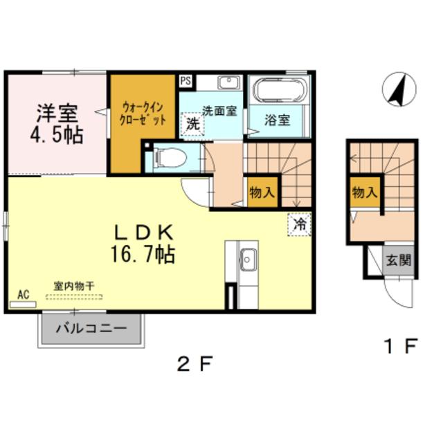 グランステージ上木戸 B(1LDK/2階)の間取り写真