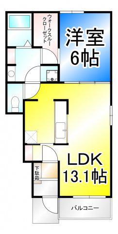 ガーデンヒル杏花(1LDK/1階)の間取り写真