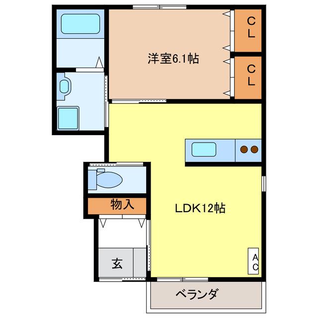 スミール B(1LDK/1階)の間取り写真