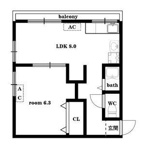 愛名マンション(1LDK/3階)の間取り写真