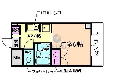 プリモ中桜塚(1K/5階)の間取り写真