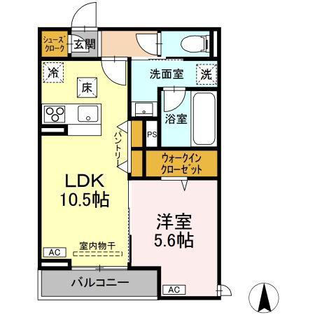 サニーハイツ コバリ(1LDK/1階)の間取り写真