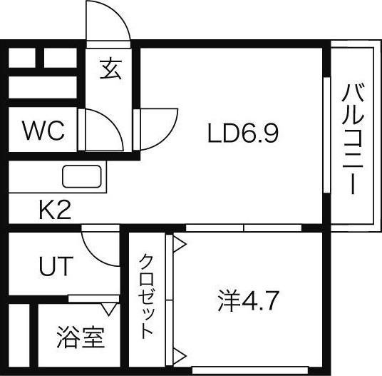 カハラコートファースト(1LDK/8階)の間取り写真