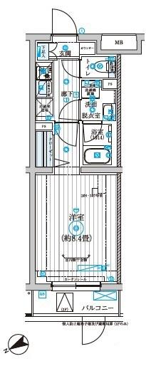 リライア西調布(1K/2階)の間取り写真