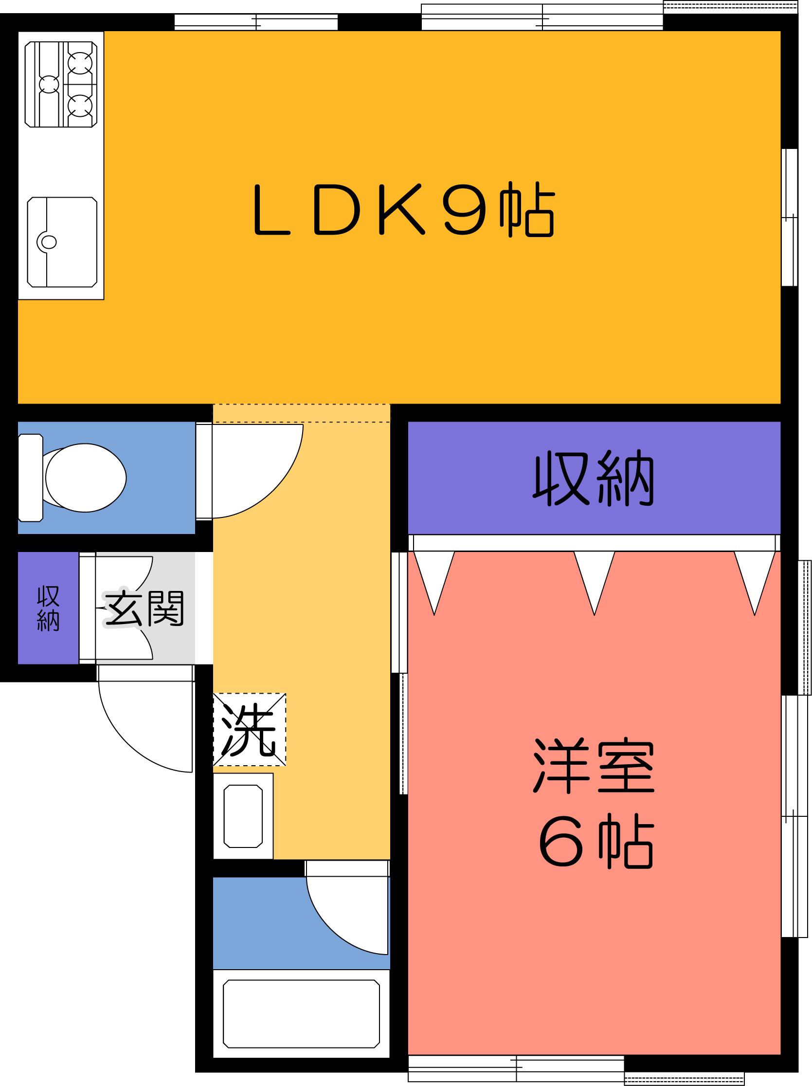 ベルハイツB(1LDK/1階)の間取り写真