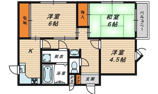ICUBE都島(3DK/6階)の間取り写真