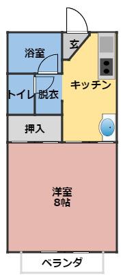 栗真ハイマートエクセル B棟(1K/2階)の間取り写真