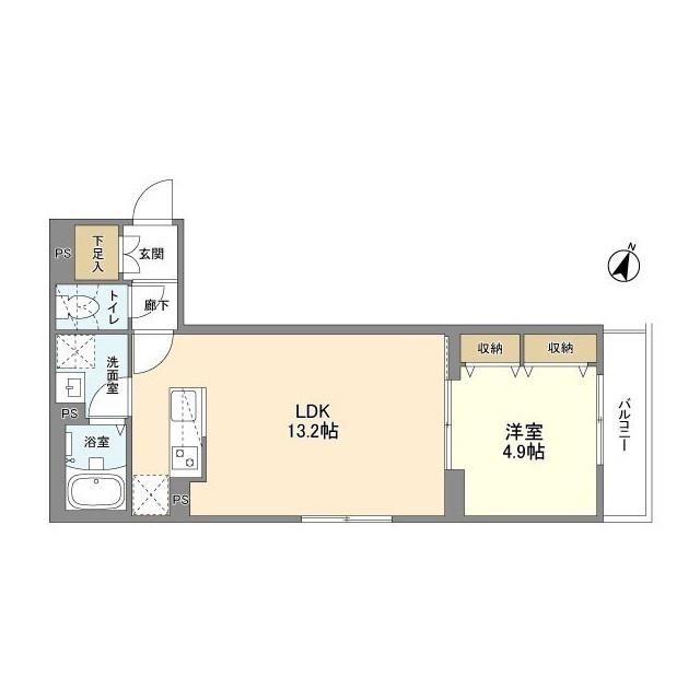 ウェルスクエア渋谷本町(1LDK/3階)の間取り写真