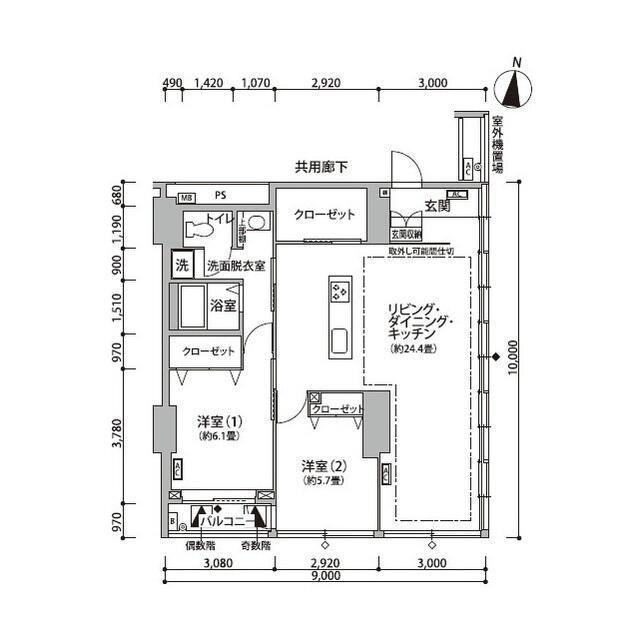 東雲キャナルコートCODAN11号棟(2LDK/8階)の間取り写真