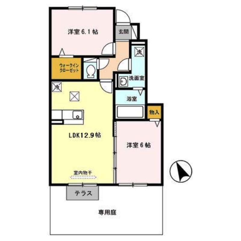 ロイヤルレジデンス(2LDK/1階)の間取り写真