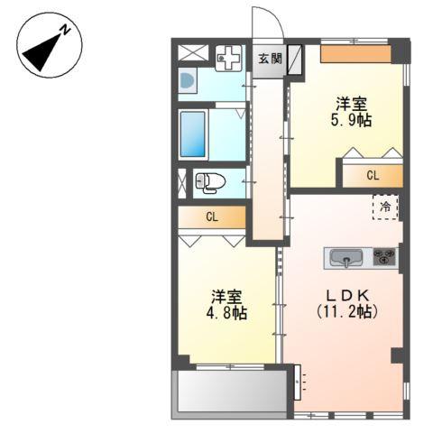 N.MAISON(2LDK/1階)の間取り写真
