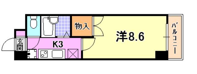 アートプラザ神戸西(1K/2階)の間取り写真