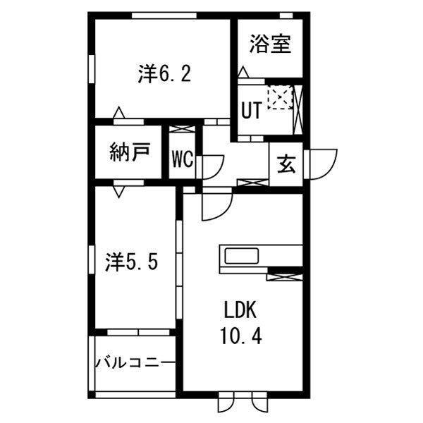 ライラックハイム(2LDK/1階)の間取り写真