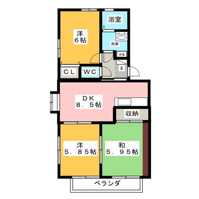 パレステージII(3DK/2階)の間取り写真