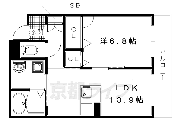 BEREO勘聖(1LDK/2階)の間取り写真