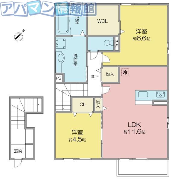 ラフィーネ(2LDK/2階)の間取り写真