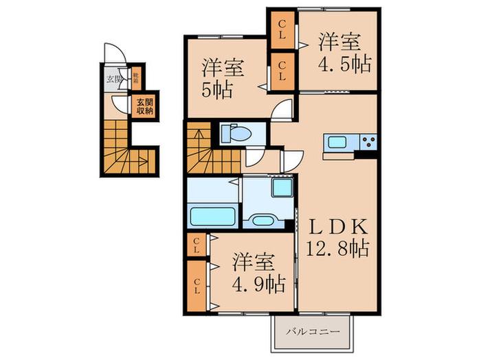 TADリーヴァ(3LDK/2階)の間取り写真
