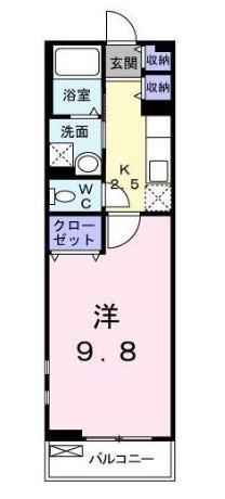 ル シェル ブルー(1K/2階)の間取り写真