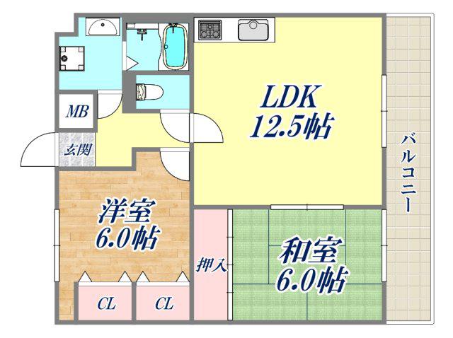 プレアデス(2LDK/5階)の間取り写真
