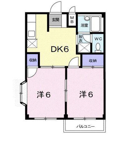 エルディム清水I(2DK/1階)の間取り写真