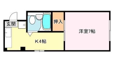上笠東ハイツ(1K/1階)の間取り写真