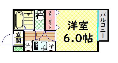 ベルピエス(1K/1階)の間取り写真